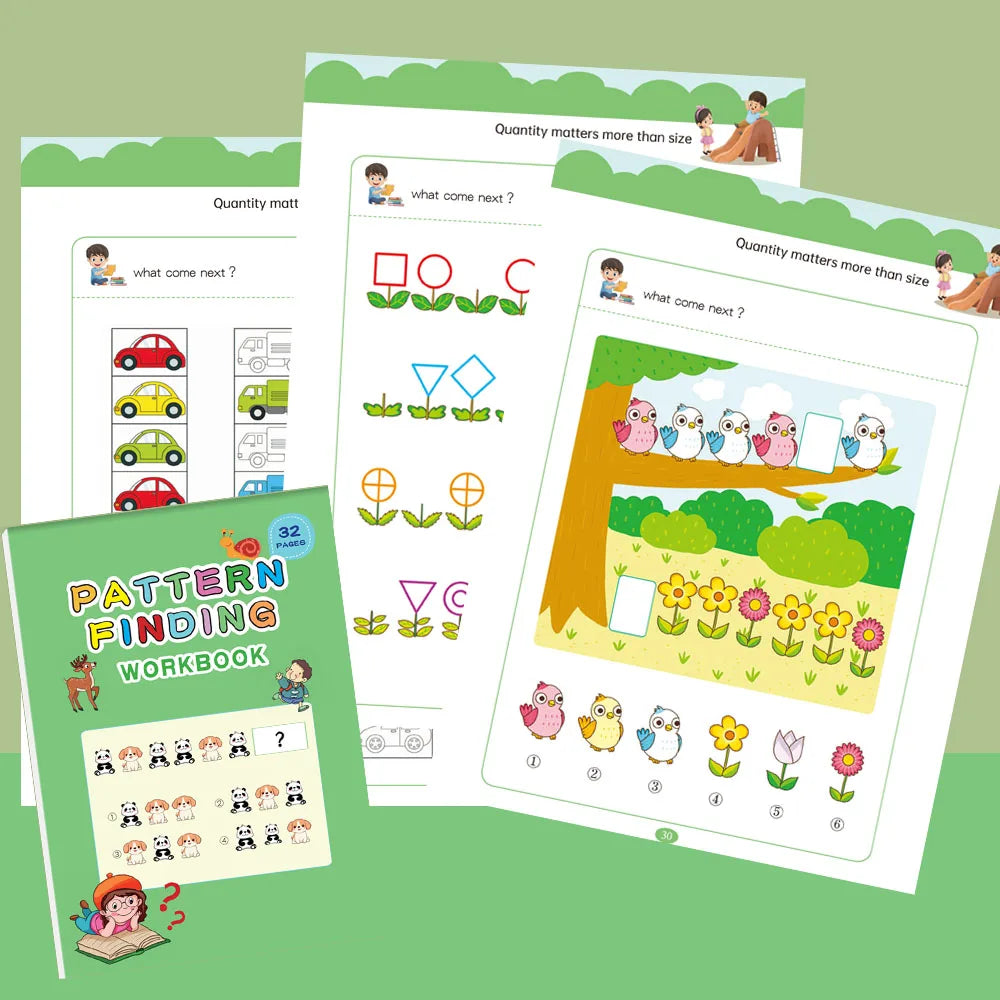 32 Pages Pattern Finding Workbook Preschool Logical Thinking Sequence