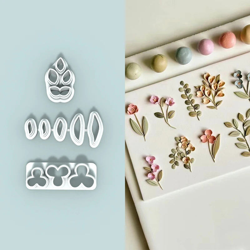 3-Piece Mini Flower & Leaf Clay Cutters for DIY Jewelry Making Clay Cutter Set Peaceful Pleasures Health and Wellness Set