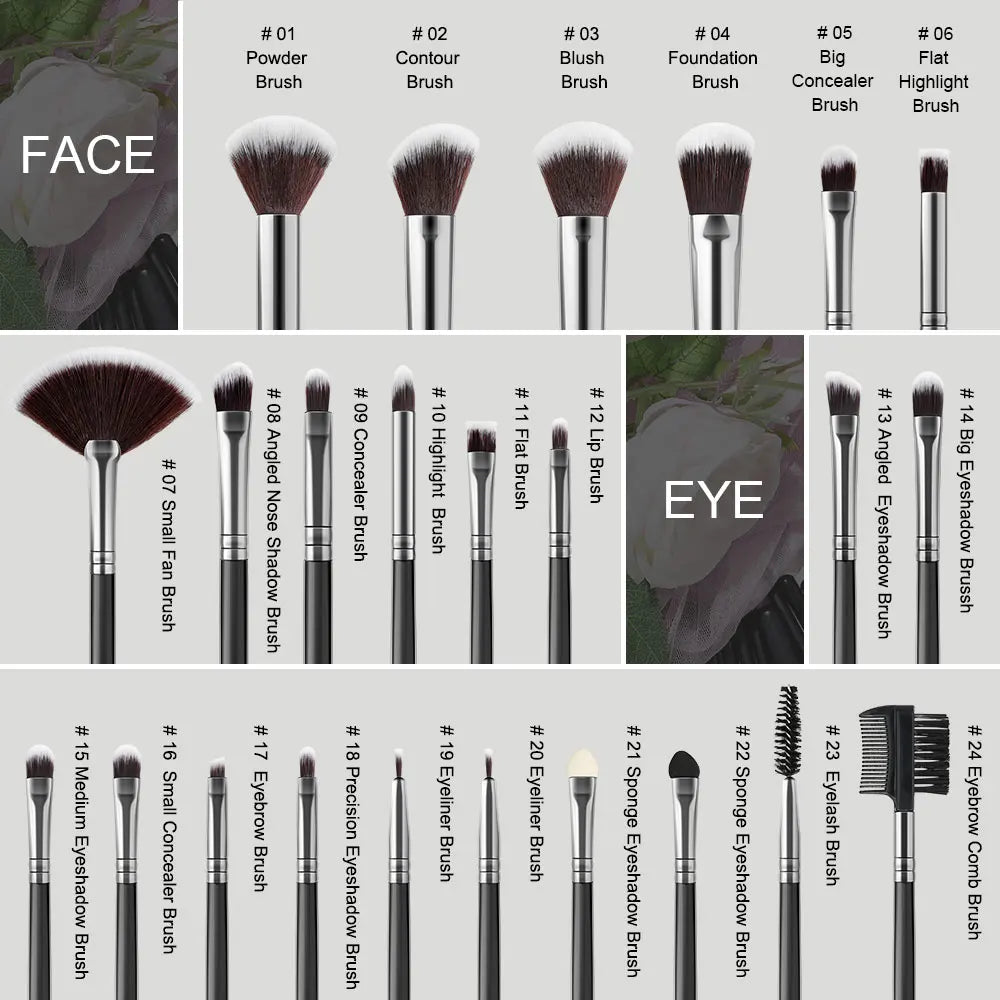 RUNTOIN 24-Piece Professional Makeup Brush Set – Soft & Fluffy