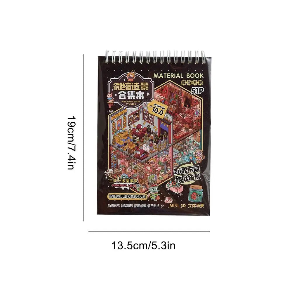 Dark Elements 3D Gothic Scene Sticker Book – Reusable Decals