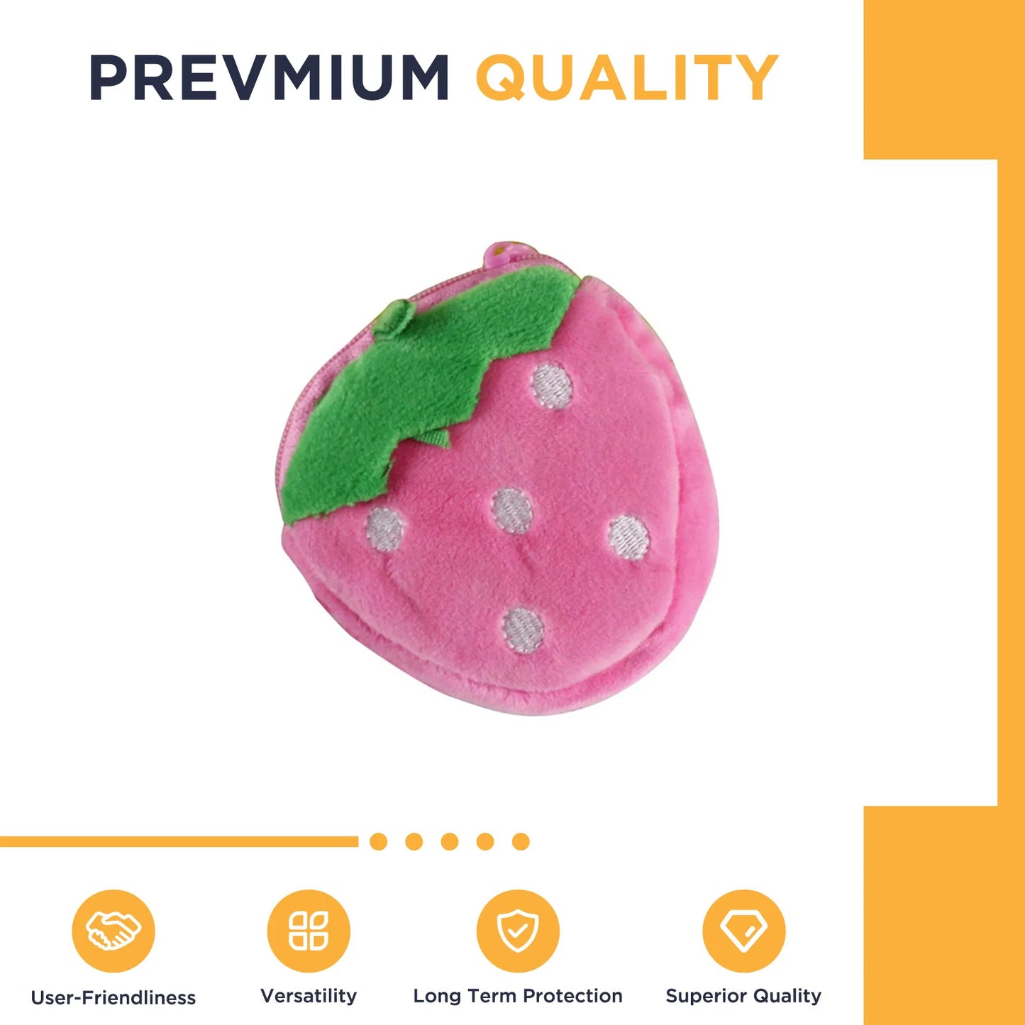 Strawberry Plush Coin Purse – Cute Fruit Zipper Wallet for Girls