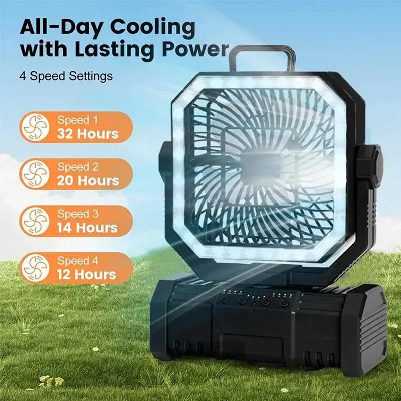 RTONTR Portable Camping Fan | Remote, Silent & Phone Charging