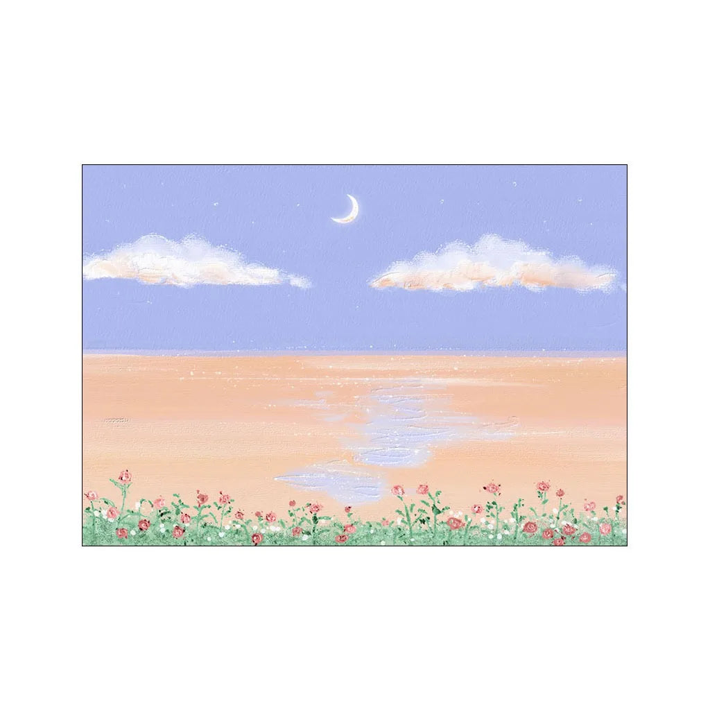 Nordic Sea Sunset Watercolor Canvas Poster | Wall Art Print Canvas Wall Art Peaceful Pleasures Health and Wellness 1 50x70cm Unframed