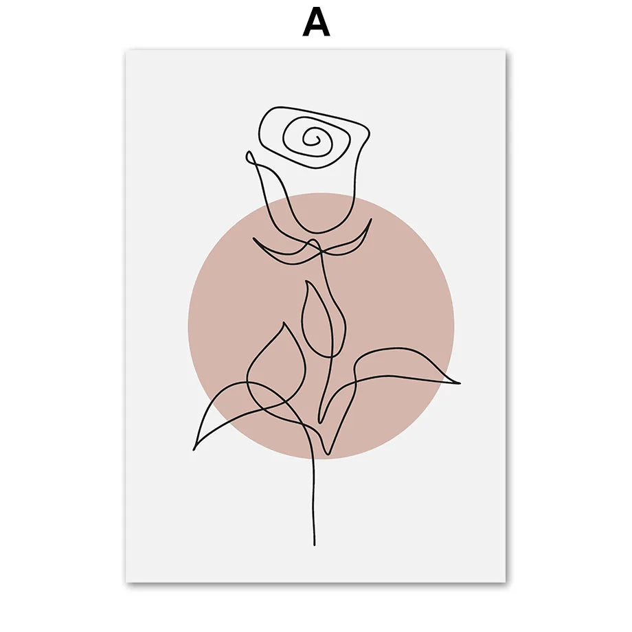 Abstract Flower Girl Line Art Canvas Print | Nordic Wall Decor