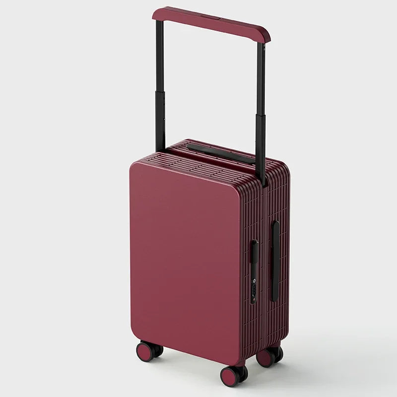 2025 Wide Handle Suitcase Carry-On Luggage 20 Inch Travel Trolley Case for Men And Women with Aluminum Frame PC Material Peaceful Pleasures Health and Wellness Red 20 inch