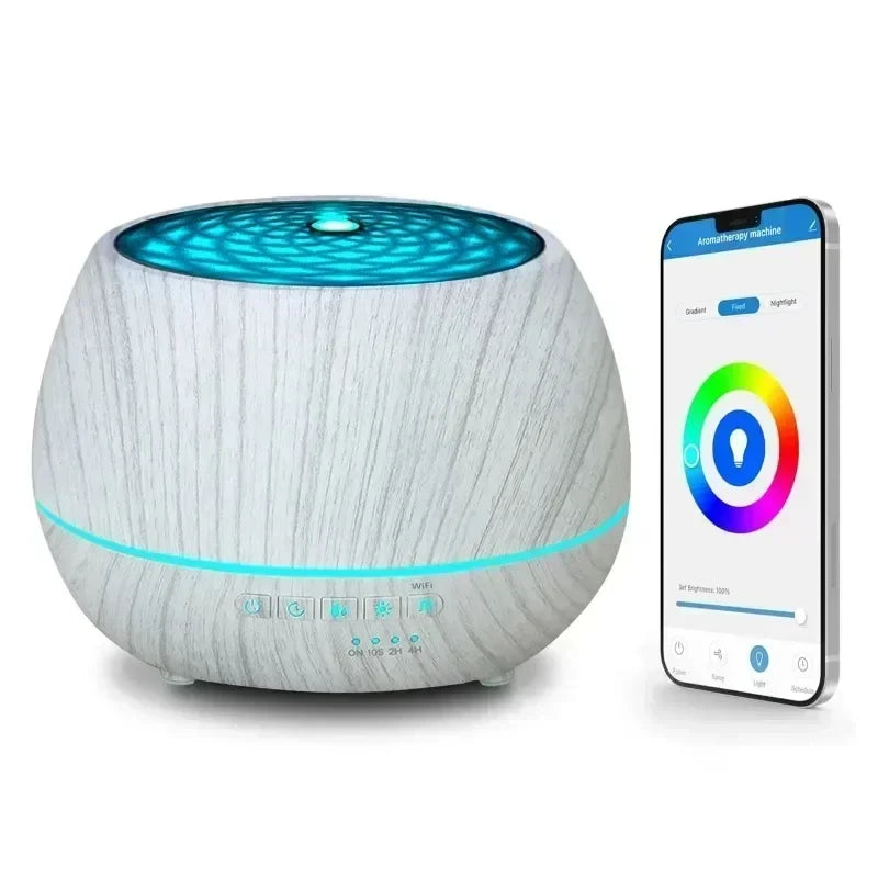 Tuya Smart WiFi Humidifier Aromatherapy Essential Oil Diffuser 500mL 7 Color LED Night Light Work for Alexa Google Home Peaceful Pleasures Health and Wellness