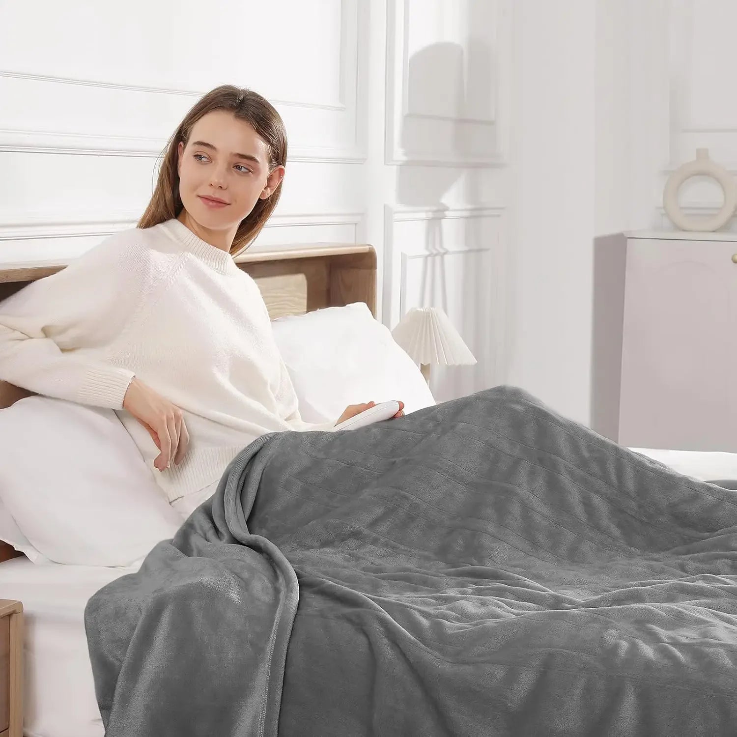Queen Electric Heated Blanket | Dual Controllers & Auto Shut-Off Peaceful Pleasures Health and Wellness