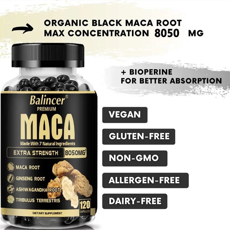 Organic Maca Root - with Panax Ginseng - Helps Provide Strength and Endurance During Workouts and Improves Mental Focus Peaceful Pleasures Health and Wellness