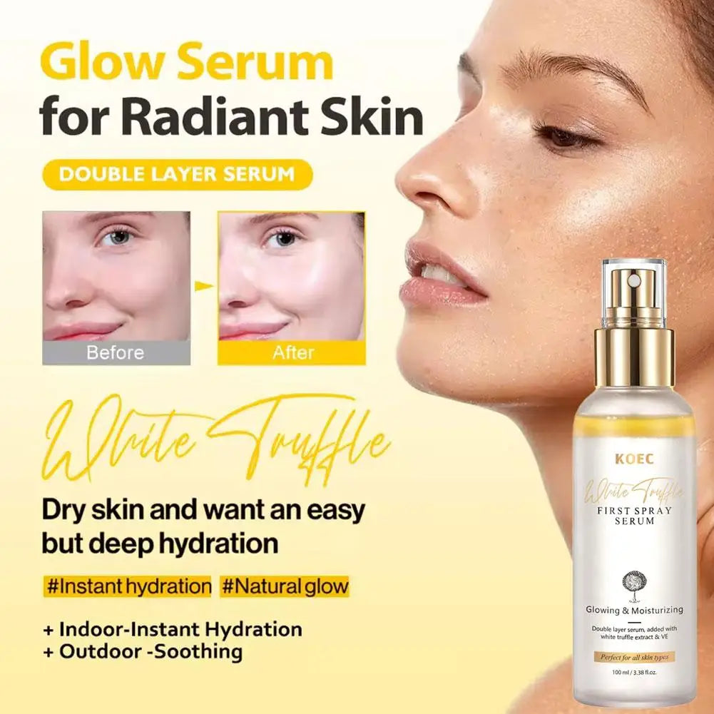 Korean White Truffle Extract First Spray Glowing Facial Serum Vitamin E Antioxidant Face Repair Essence Portable Skincare Makeup Peaceful Pleasures Health and Wellness