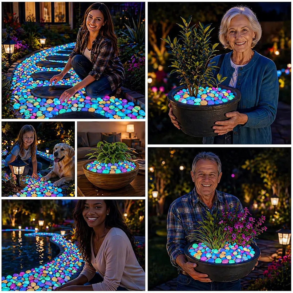 Glow in the Dark Garden Pebbles – 200pc Luminous Decor Stones