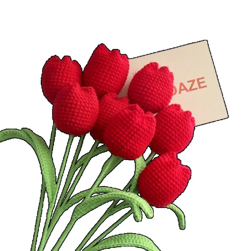 Handmade Crochet Tulip Single Stem Knitted Flower – Home Decor