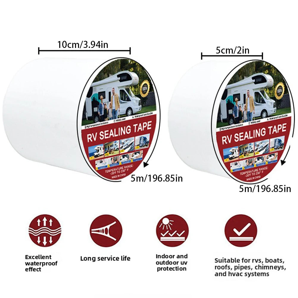 RV Sealing Tape,Weatherproof Waterproof High Temperature Resistant Repair Tape,High Viscosity Car Top/Roofs Repair Sealing Tape Peaceful Pleasures Health and Wellness