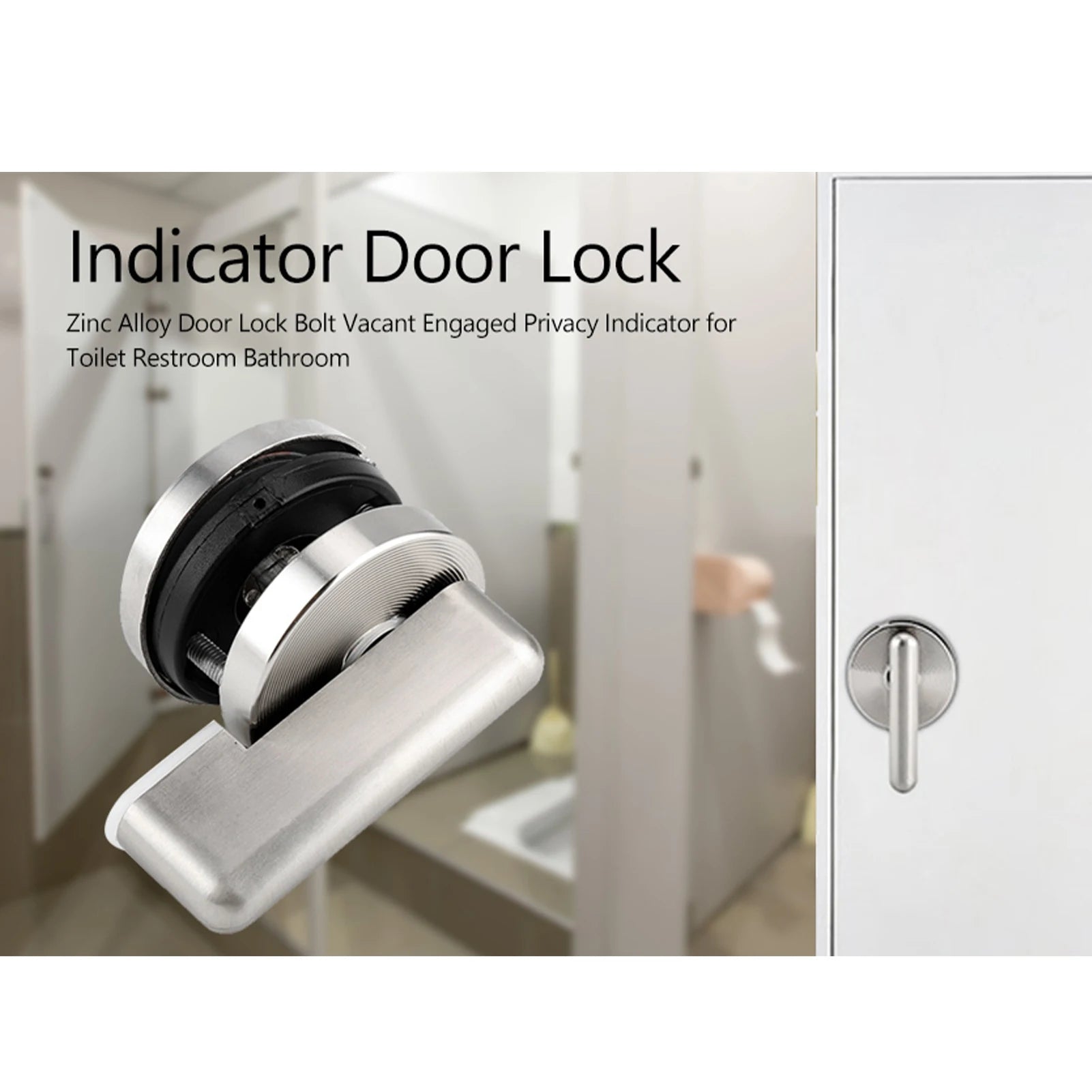 Door Indicator Lock Zinc Alloy Door Lock Vacant Engaged Indicator for Toilet Restroom Bathroom Peaceful Pleasures Health and Wellness