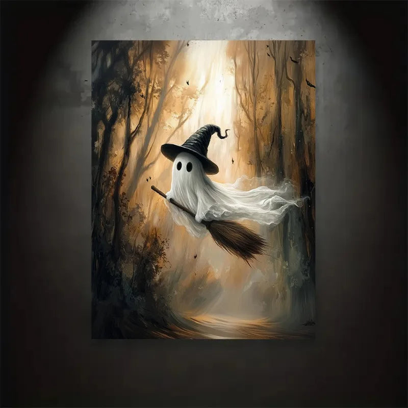 Halloween Cute Ghost Forest Canvas Poster | Wall Art Décor Canvas Wall Poster Peaceful Pleasures Health and Wellness