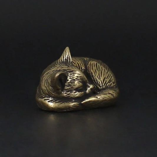 Brass Cat Figurine – Retro Mini Metal Tea Pet Statue Decor Metal Animal Figurine Oasis Select