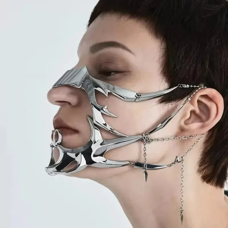 Metal Alien Face Mask Ear Cuff Lip Ring Punk Jewelry Unisex