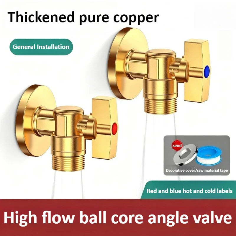 Brass G1/2" Stop Valve with Handle – Hot & Cold Water