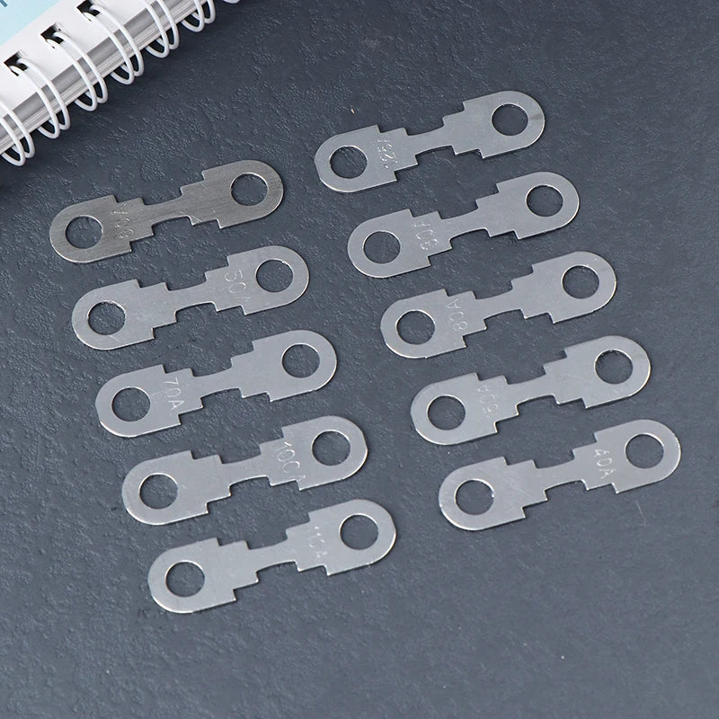 10-Pack Automotive Flat Zinc Fuses 30A–150A 32VDC Car Insert