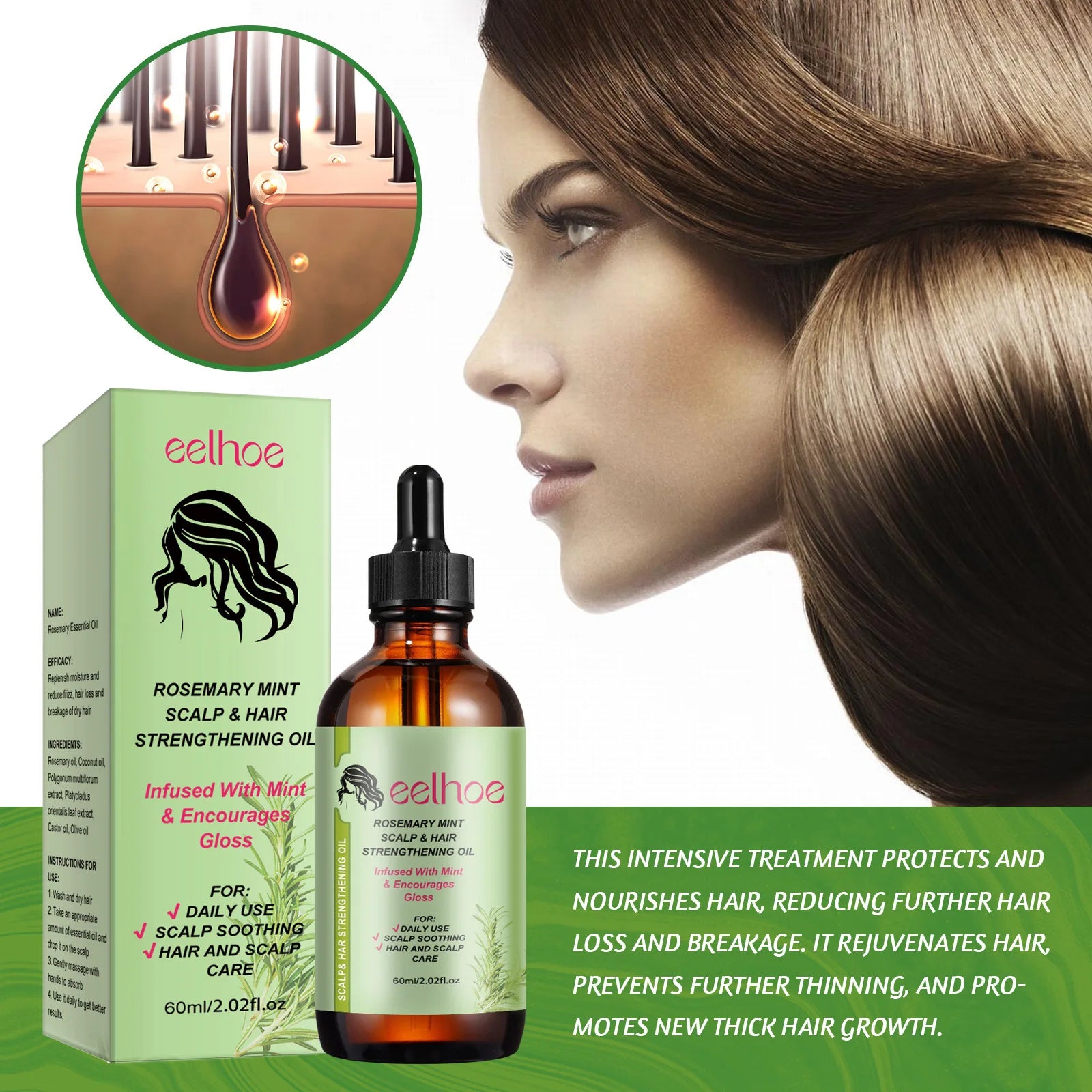 EELHOE Rosemary Oil for Hair Growth and Dandruff Treatment Peaceful Pleasures Health and Wellness