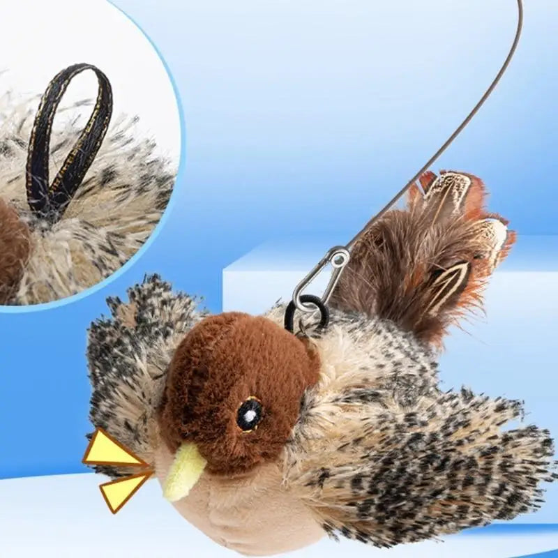 Plush Sparrow Cat Toy with Realistic Bird Calls & Vibration