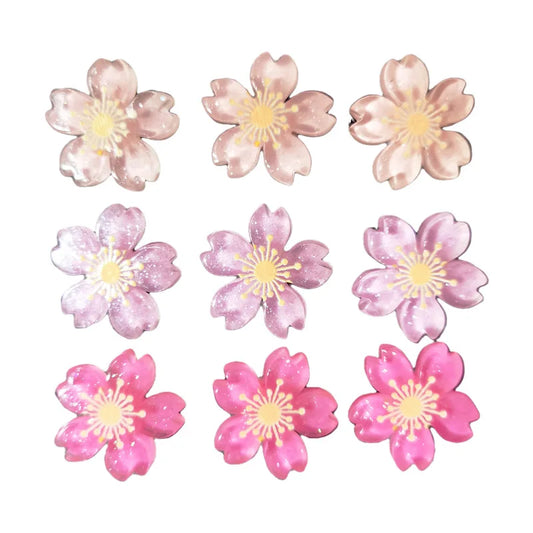 Bview Art Sweet Cherry Blossom Resin Flat-head Thumb Tacks Creative Peaceful Pleasures Health and Wellness 30pcs