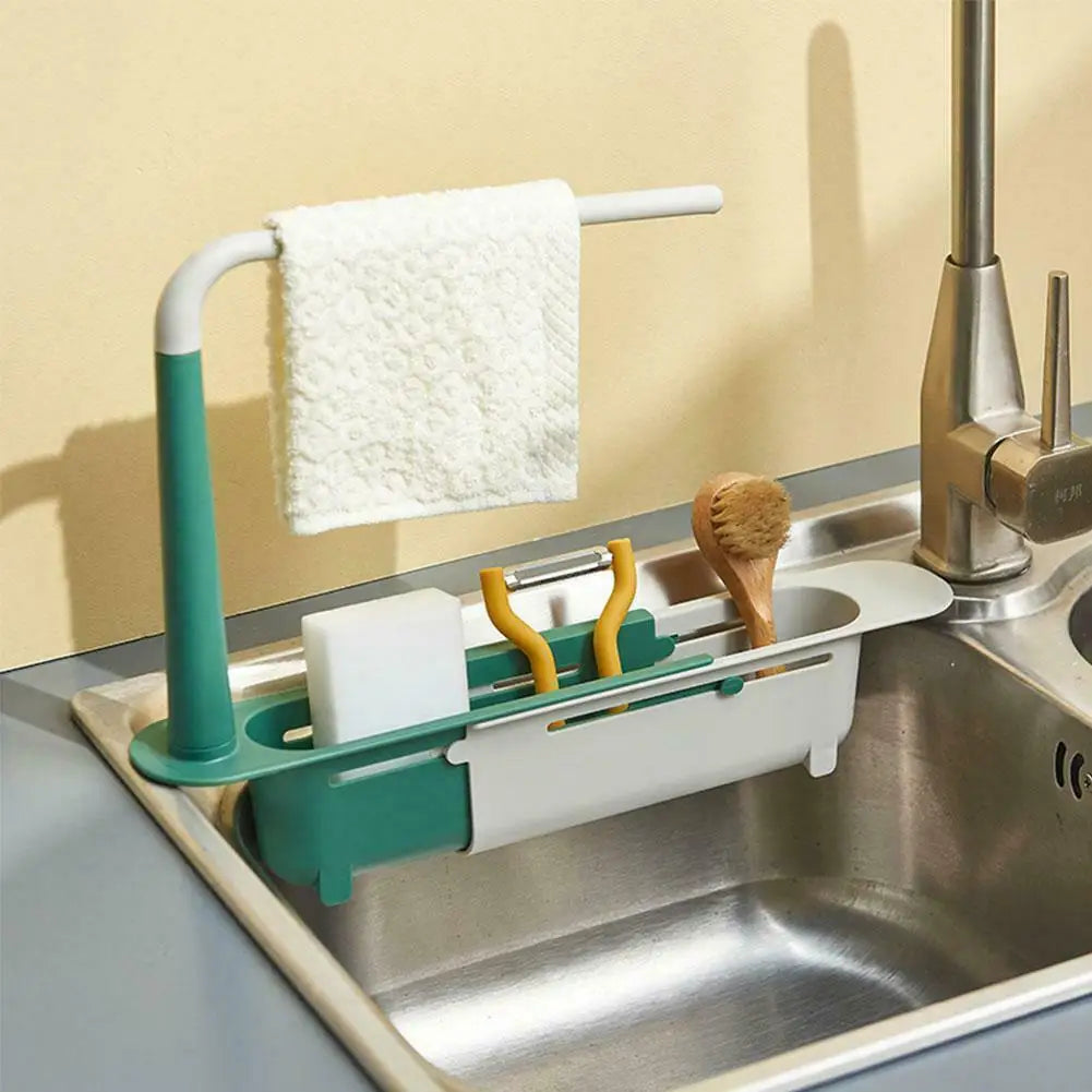 Kitchen Sink Drain Rack Telescopic Sink Shelf Sinks Organizer Soap Sponge Holder Storage Basket Kitchen Gadgets Accessories Tool Peaceful Pleasures Health and Wellness