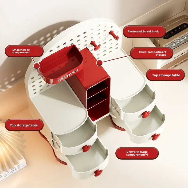 Multifunctional Desktop Organizer – Drawer, Pegboard & Compartments
