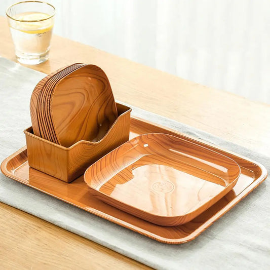 Japanese Wood Grain Square Plate 15cm – PP Dinnerware Square Dinnerware Plate Oasis Select