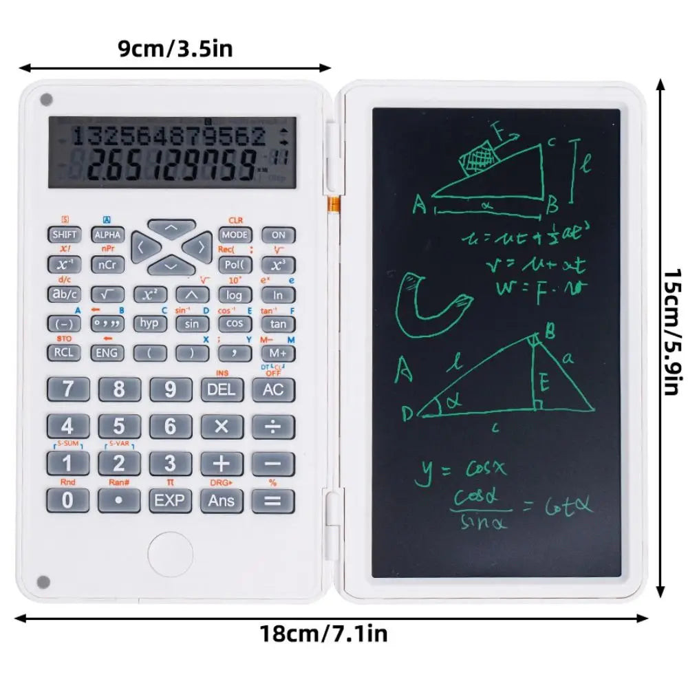 3 in 1 Scientific Calculator Foldable 6-inch Office LCD Drawing Pad Large Screen Display Multifunctional Digital Writing Tablet Peaceful Pleasures Health and Wellness
