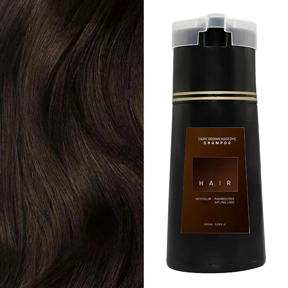 3-in-1 Herbal Hair Color Shampoo for Gray Hair — Men & Women Peaceful Pleasures Health and Wellness Dark brown