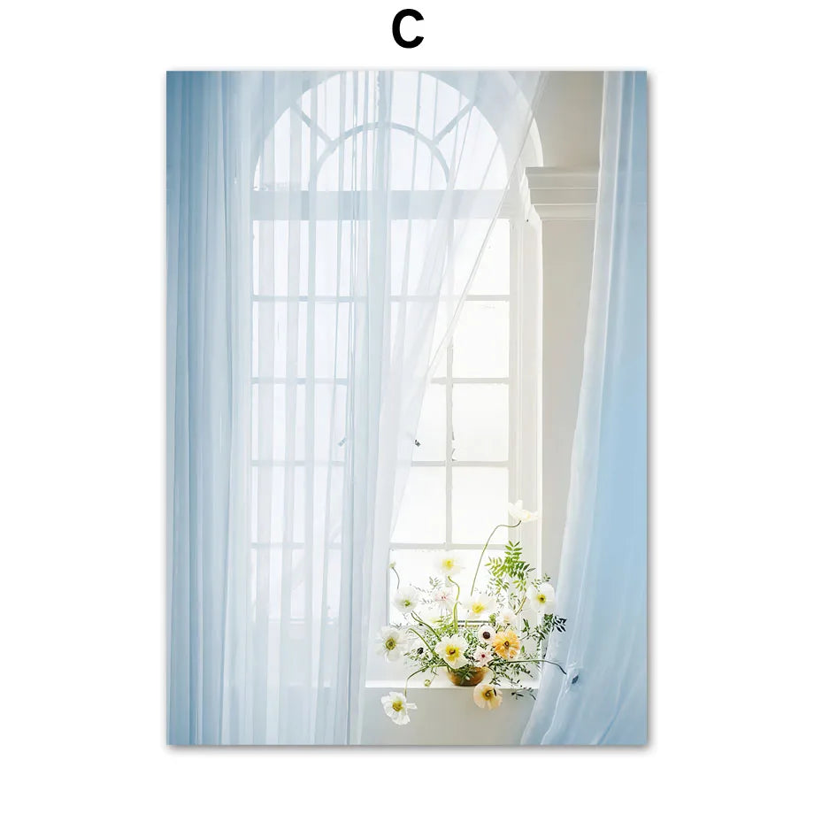 Nordic Retro Canvas Wall Art | Cars, Bikes & Flowers Poster