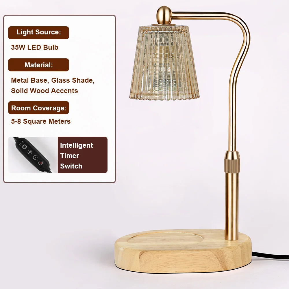 RUNTOIN Timer Candle Warmer Lamp | Striped Glass Wax Melts