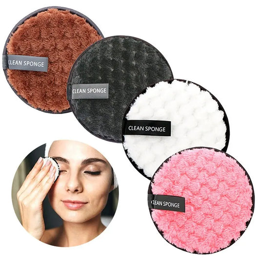 4PCS Makeup Remover Microfiber Cotton Pad Cosmetics Washable Makeup Towel Cleaning Sponge Skin Care Tool Makeup Remover and Faci Peaceful Pleasures Health and Wellness