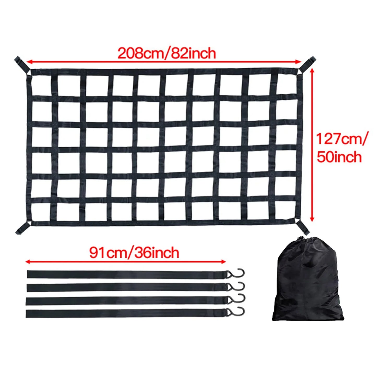 Multifunctional car trunk universal luggage storage net cargo sorting net elastic storage durable load-bearing net for roof rack Peaceful Pleasures Health and Wellness L