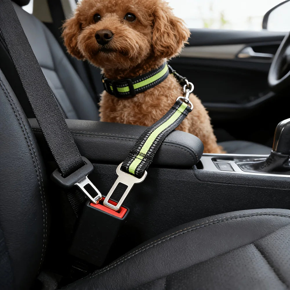 Pets Car Seat Belt Attaches Harness Collar Adjustable Travel