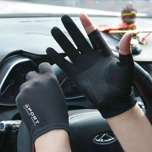 Ice Silk Halffinger Cycling Gloves for Men and Women Outdoor Sports Fitness Driving Fishing Highelastic Comfortable Peaceful Pleasures Health and Wellness