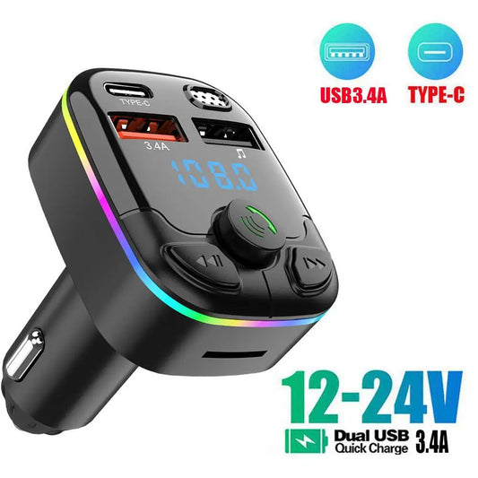 Bluetooth 5.0 Car FM Transmitter | Dual USB PD Fast Charger Car FM Transmitter Peaceful Pleasures Health and Wellness