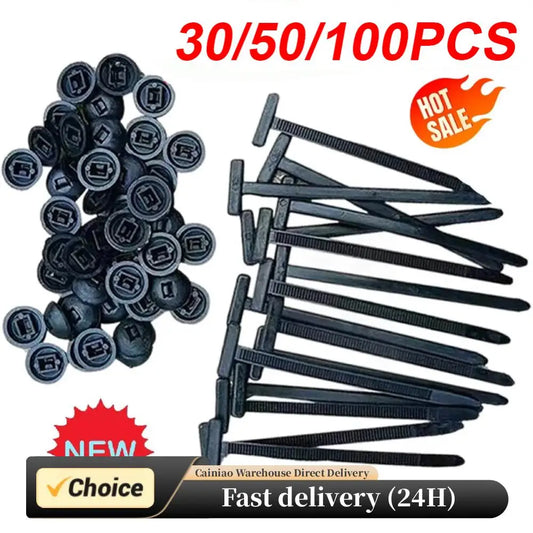 Nylon Universal Cable Tie Buckle-Heavy Duty Zip Ties Holder with Pin & Button Design Plastic Cable Ties Tool Fasteners Car Body Peaceful Pleasures Health and Wellness
