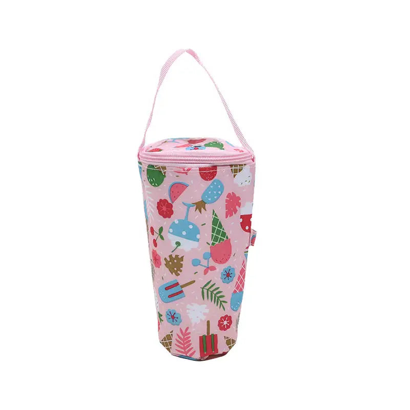 Milk Tea Cup Holder Insulated Portable Handheld Carrier for Office Student Carrying Fresh Keeping Cup Bag Cover Peaceful Pleasures Health and Wellness Pink