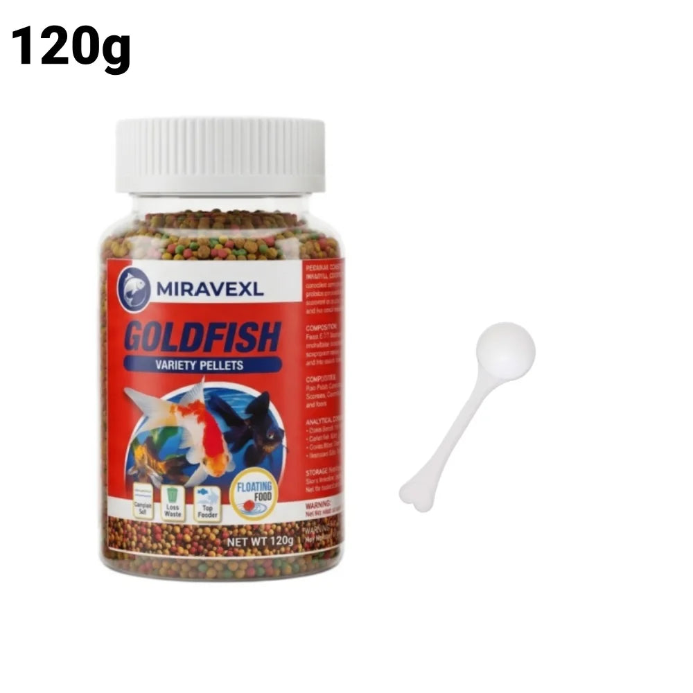 1MM Floating Goldfish Food Pellets Koi Pond Fish Growth Natural Color Enhancing Krill Spirulina Clear Water Formula Daily Diet Peaceful Pleasures Health and Wellness 120g