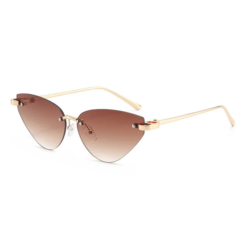 Retro Rimless Oval Cat Eye Sunglasses UV400 | Unisex Punk Shades