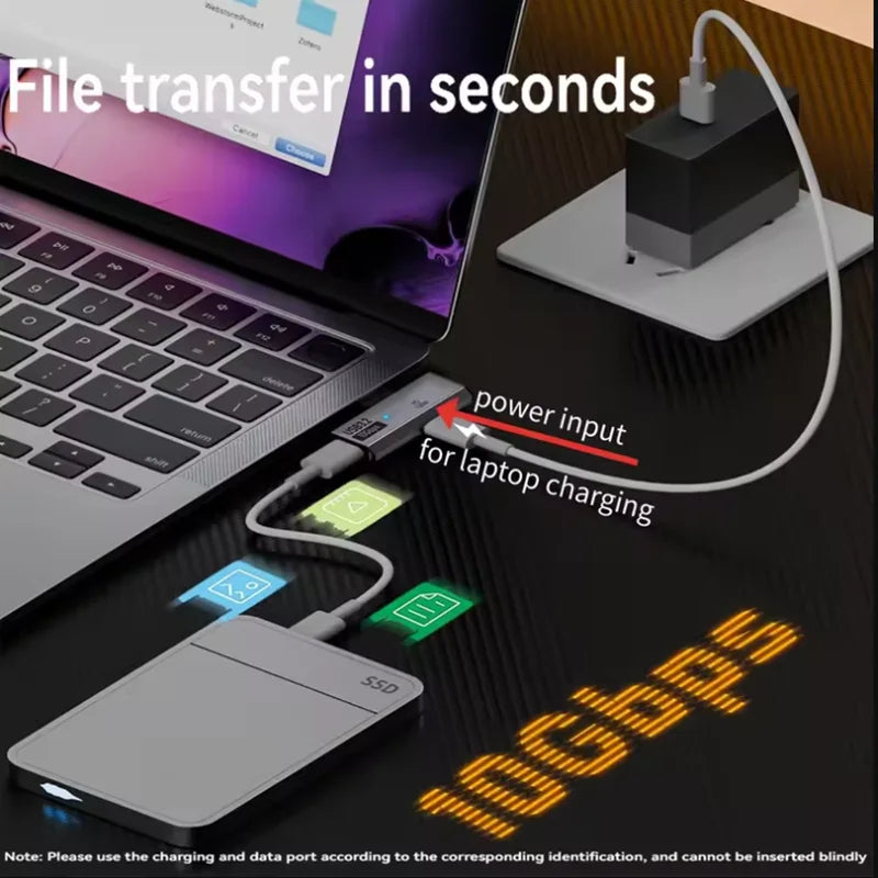 New arrive 2 in 1 Type C OTG Adapter USB C Male to USB-C Female USB 3.2 Splitter 100W PD Fast Charging for Laptop Tablet Peaceful Pleasures Health and Wellness