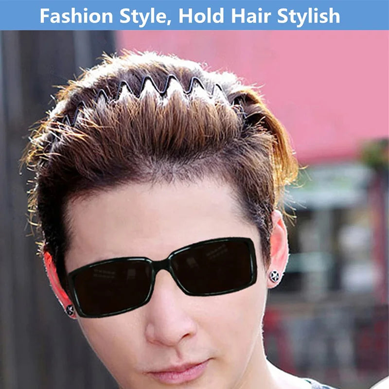 Fashion Metal Hair Band Men Women Unisex Black Waved Head Hoop Sports