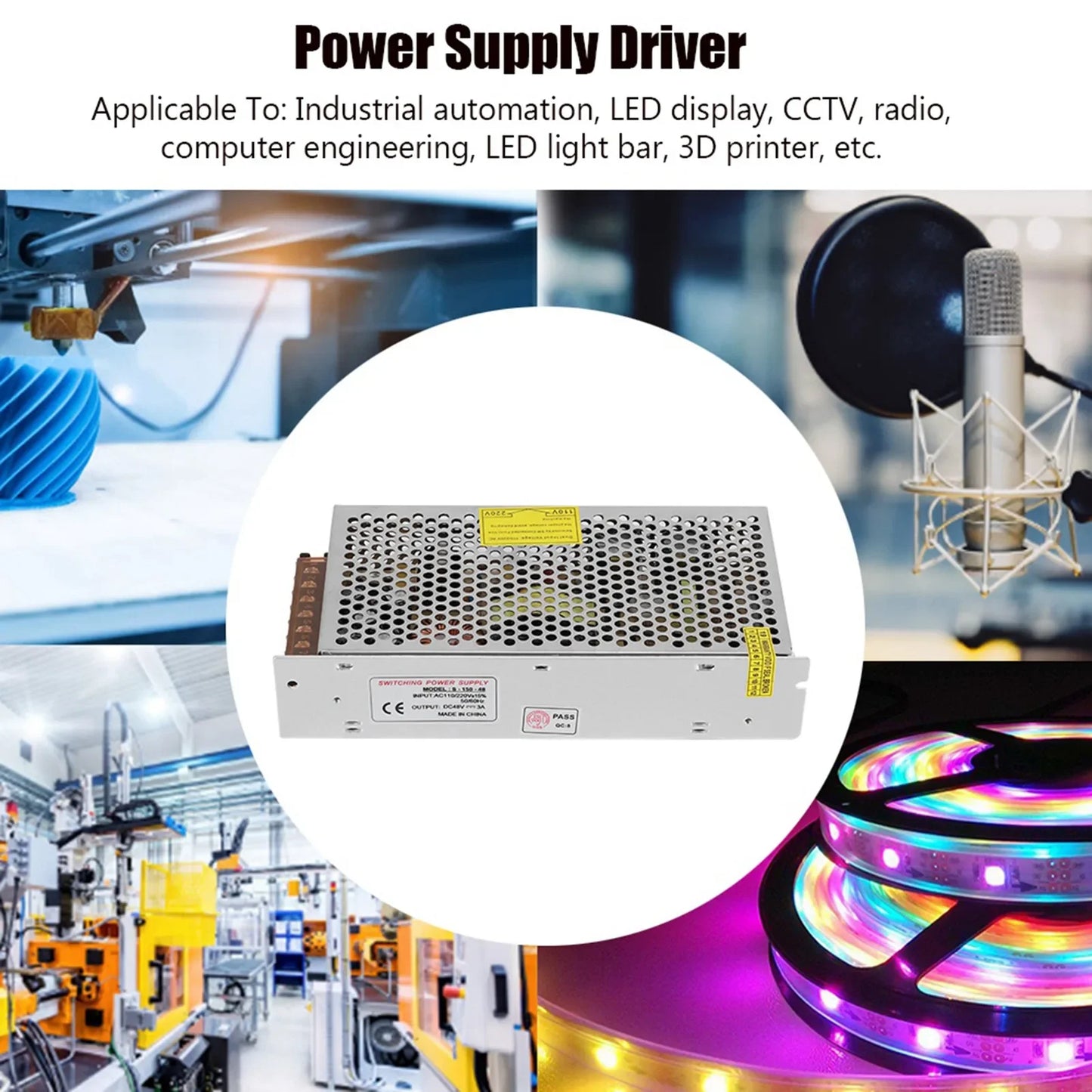 Medium Low Power Supply Driver Adapter Aluminum Alloy DC48V LED