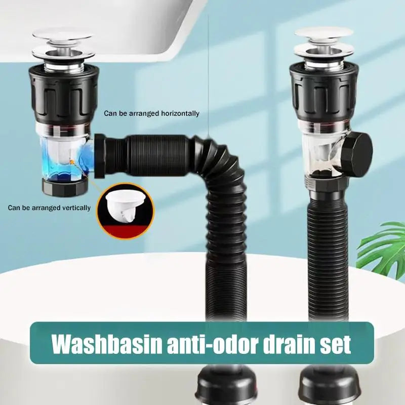 Anti Odor Drainage Pipe Universal Flip Stainless Steel Washbasin Washbasin Sink Wall Drainage Pipe Kitchen Bathroom Accessories Peaceful Pleasures Health and Wellness