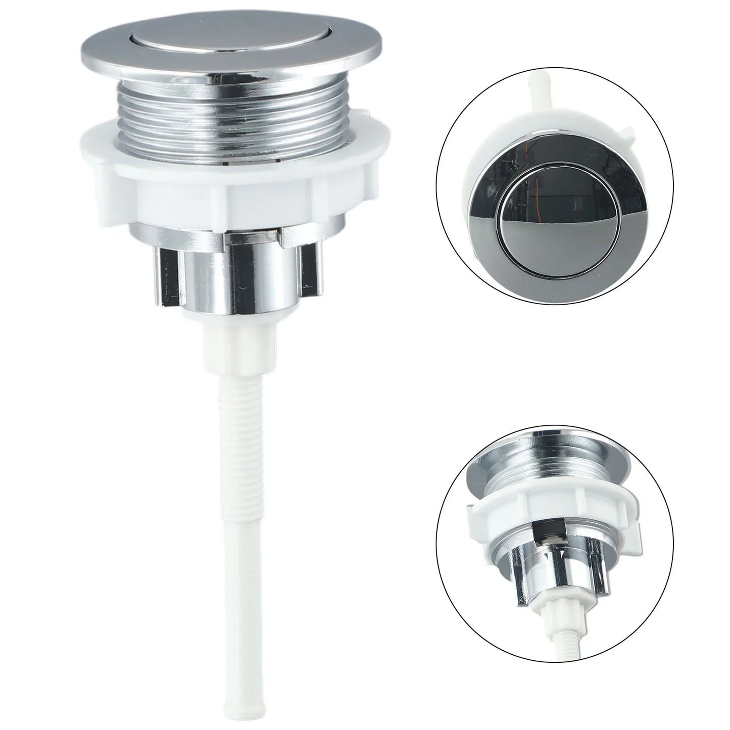 Silver ABS Single Push Toilet Tank Flush Button | Rust-Proof