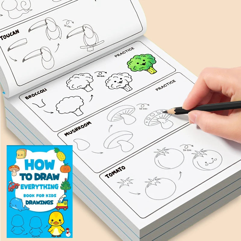 Children's Drawing Coloring Book Learn How Draw 96 Animal Patterns