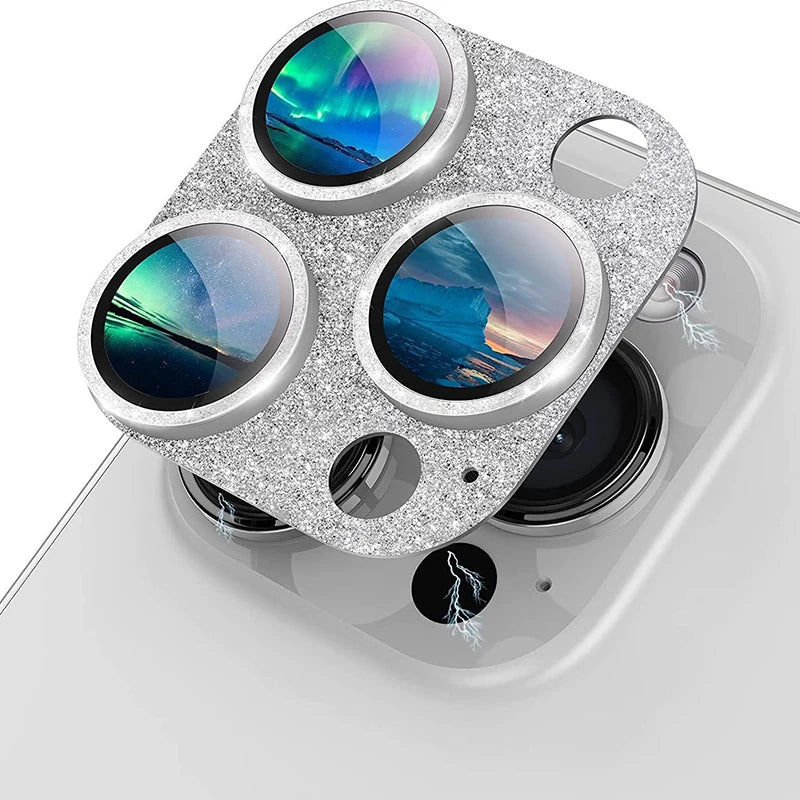 Integral Glitter Armor Lens Film for iPhone13 14 15 Pro Max Accessories for iphone Camera Protector for iphone 15 Lens Camera Peaceful Pleasures Health and Wellness Silver iPhone16 or 16Plus