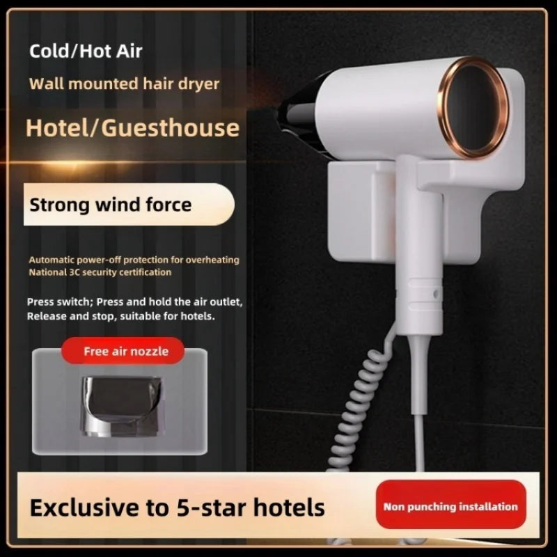 New Hotel And Hotel Hair Dryer 220V Wall Mounted High-Power Blue Light Negative Ion Hair Care Hair Dryer Without Punching Hole Peaceful Pleasures Health and Wellness