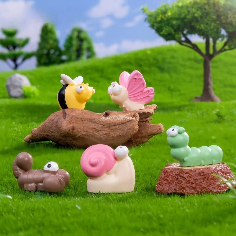 Cartoon Caterpillar & Snail Mini Figurines | Desk Decor